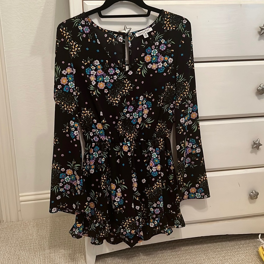 Black and floral romper